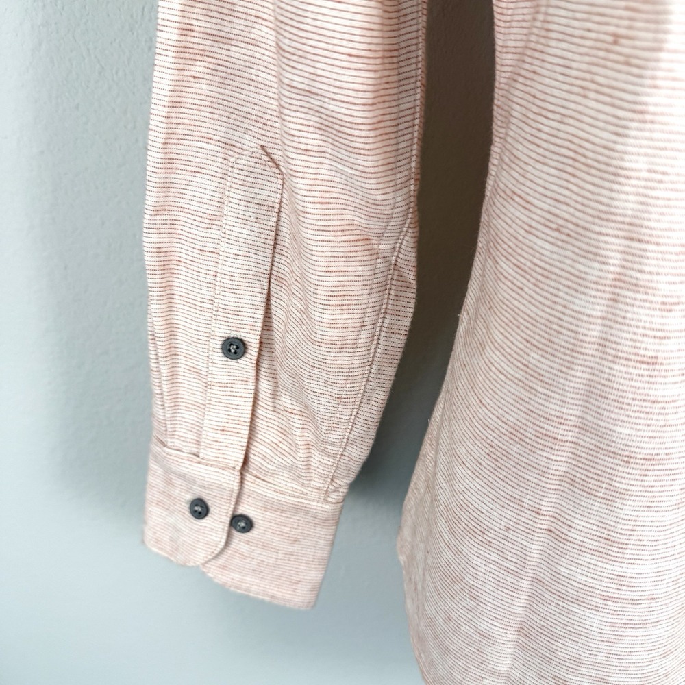 Eight Sand Stripe Popover Womens Small Linen Cotton Preppy Resortwear Minimalist - Picture 7 of 12
